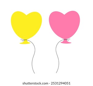 two balloons in the shape of a heart on a white background
