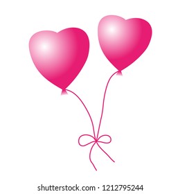 Two balloons in the shape of hearts for design. Isolated vector illustration.