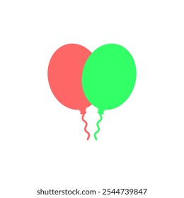 Dois balões juntos. Ilustração do vetor de cores no fundo branco.