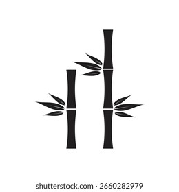 Two bamboo stalks with leaves vector icon	