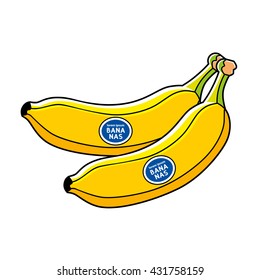 Two bananas with blue labels.