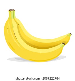 Dos bananas de fruta al estilo caricaturista aisladas de fondo blanco. Vegetariano, comida orgánica. Ilustración vectorial.