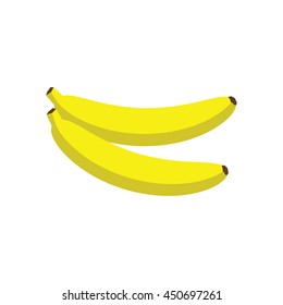 Two bananas isolated on white background. Vector illustration.