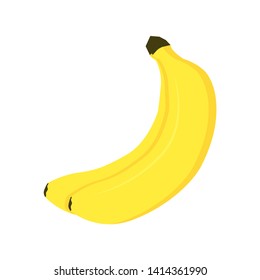two bananas on white background in flat style