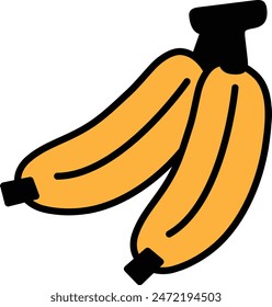 Two bananas are shown in a black and white drawing. The bananas are positioned close to each other, with one on the left and the other on the right. Concept of simplicity and natural beauty