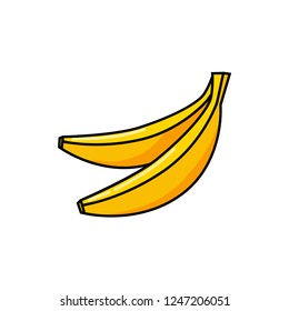 Two bananas vector illustration isolated on white background. Yellow banana icon. two of bananan logo design