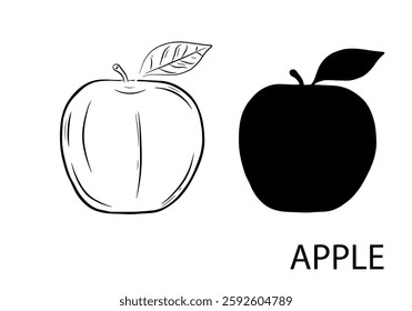 two bananas vector and silhouette on white background