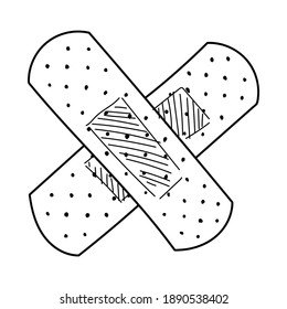 TWO BAND-AIDS ON A WHITE BACKGROUND IN VECTOR