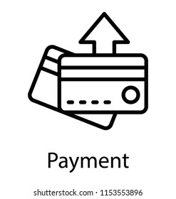 
Two banking cards with the upward arrow of transaction, card payment depiction 

