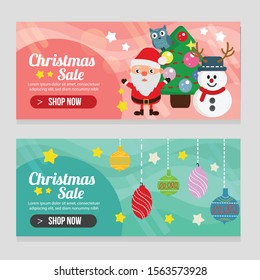 two banner christmas template with ball light decoration vector illustration