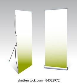 two banner displays, with green background