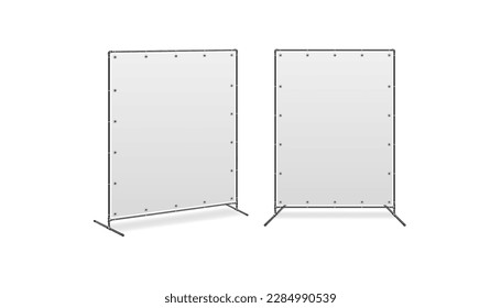 Two Banner Stand Wall on White Background Vector Illustration.