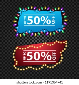 Two banner templates with colorful garlands