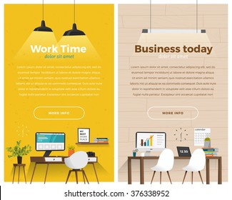 Two banner for web design. Office theme