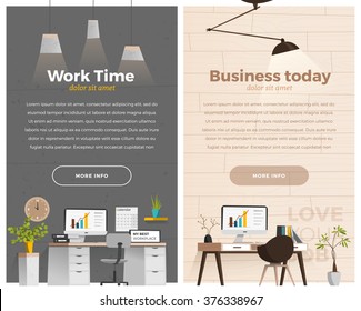 Two banner for web design. Office theme