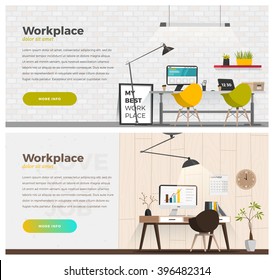 Two banner for web design. Office theme