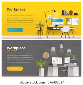 Two banner for web design. Office theme