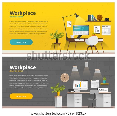Two banner for web design. Office theme