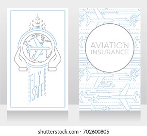 two banners for air safety and aviation insurance, vector illustration