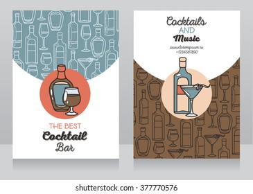 two banners for cocktail bar, can be used as template for party invitation, vector illustration