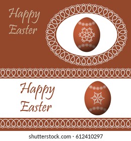 Two banners with Easter eggs with tatting lace. Vector illustration