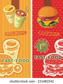 Two banners for the fast-food. Vintage Labels. Information Template Banner