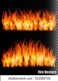 Two banners with fire on black background. Vector.