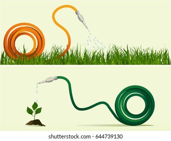 Two banners with garden hose