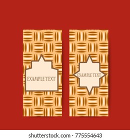 Two banners with a gold geometric pattern on a red background. Sample text.