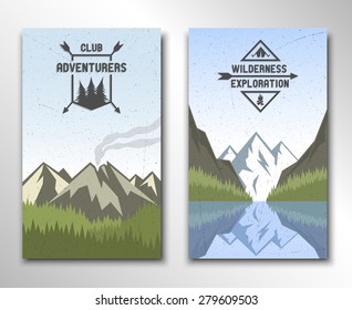 Two banners with the image of nature. The volcano and the lake.