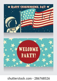 two banners for independence day party, vector illustration
