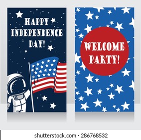 two banners for independence day party, vector illustration