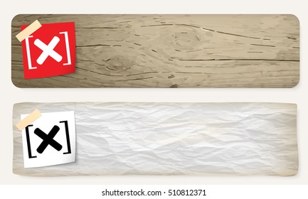 Two banners and multiplication symbol