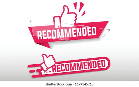 Two banners with red recommended thumbs up