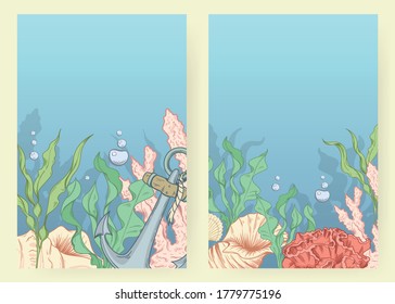 Zwei Banner/Vorlagen mit Unterwasservegetation