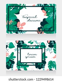 Two banners with tropical design, can be used as party invitation or as business cards, vector illustration