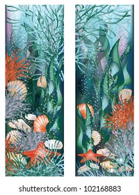 Two banners. Underwater world. vector illustration