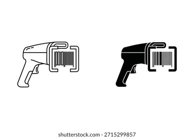 Two barcode scanners one black and one white outline