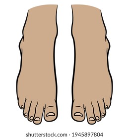 Two bare human feet. Cartoon style.