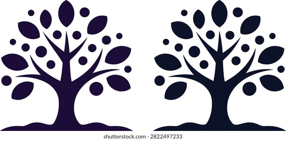 Two bare trees with falling leaves in autumn season