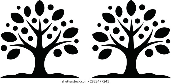 Two bare trees with falling leaves in autumn