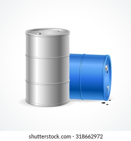 Two Barrels Of Oil and Drop. Vector illustration
