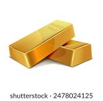 Two bars of gold lie on top of each other. Vector illustration