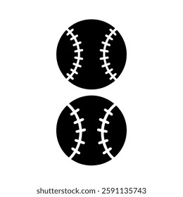 Two baseball ball silhouette vector flat illustration design on white background.