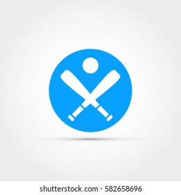 Two baseball bats with ball, simple vector icon