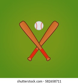 Two baseball bats with ball,  vector illustration