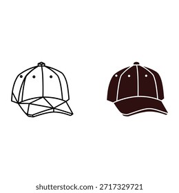 Two Baseball Caps in Black and White Line headwear