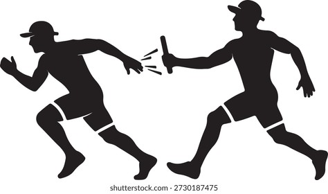 Dos jugadores de béisbol en mitad de la carrera celebrando la victoria con el bate sobre fondo transparente corriendo