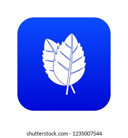 Two basil leaves icon digital blue for any design isolated on white vector illustration