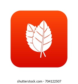 Two basil leaves icon digital red for any design isolated on white vector illustration